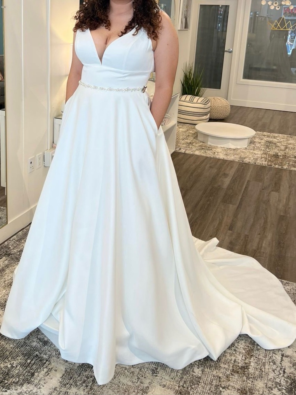 White Wedding Dress A-line with Train